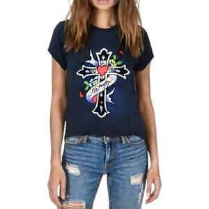 Ed Hardy Short Sleeve Graphic Tshirt Cross Tattoo Art